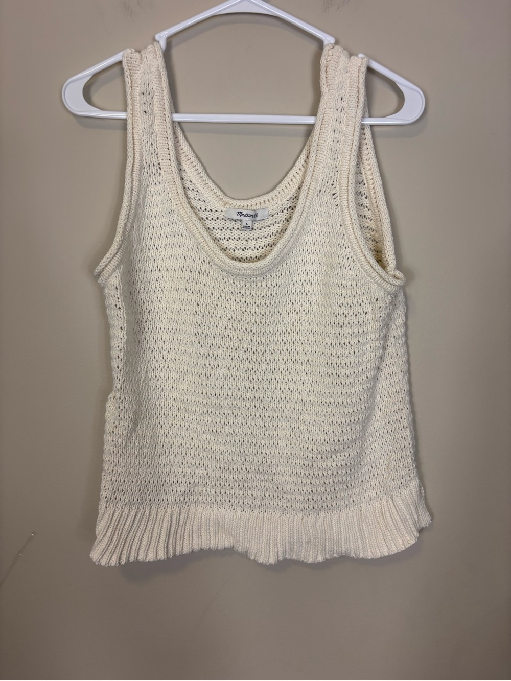 Madewell Cream Crochet Knit Tank Top Large
